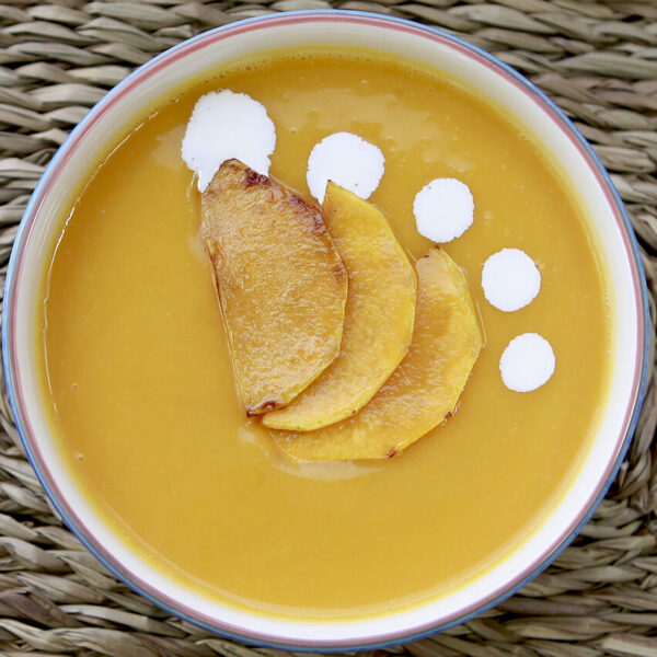 Crema de calabaza y queso azul